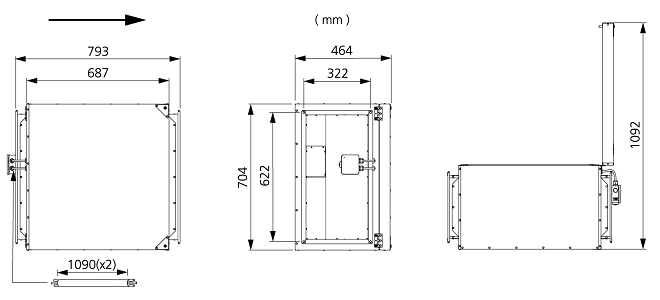 Размеры вентилятора IRB 600x300 B1 EC