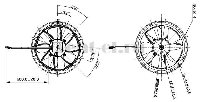 Габаритные размеры осевого вентилятора AFL25AUHW-P0 Delta Electronics