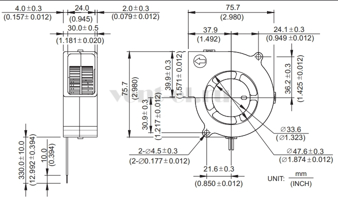 Габаритные размеры центробежного вентилятора BFB0712H Delta Electronics