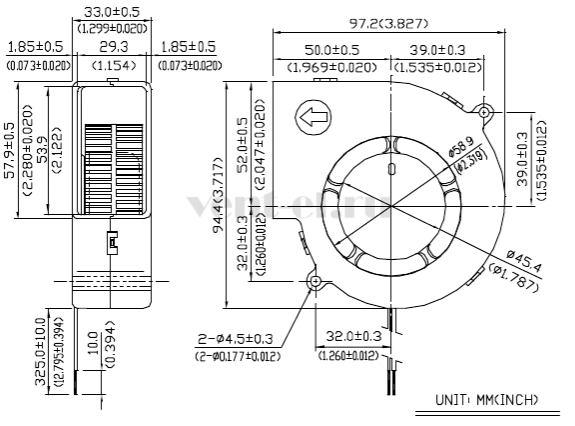 Габаритные размеры центробежного вентилятора BFB1012H Delta Electronics