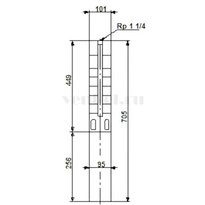 Габаритные размеры скважинного насоса Grundfos SP 1A-36 1x230В