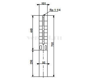 Габаритные размеры скважинного насоса Grundfos SP 1A-57 1x230В