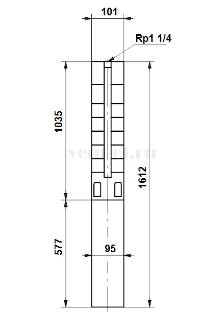 Габаритные размеры скважинного насоса Grundfos SP 2A-40 1x230В