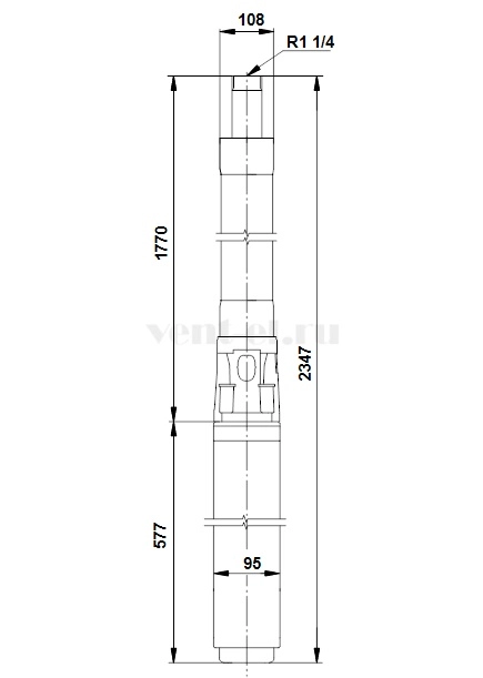Габаритные размеры скважинного насоса Grundfos SP 2A-75 3x400В