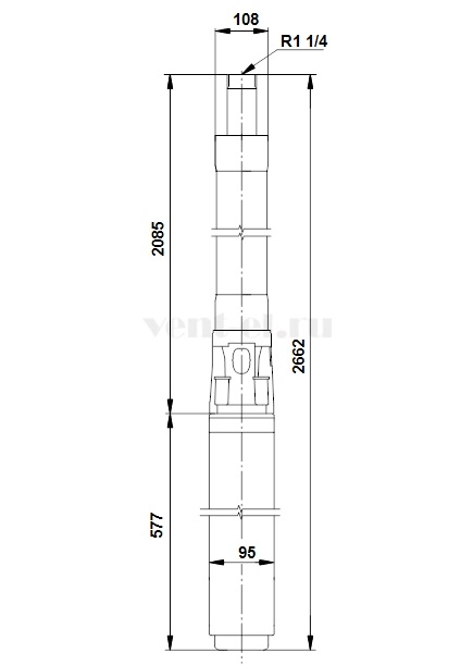 Габаритные размеры скважинного насоса Grundfos SP 2A-90 3x400В