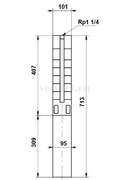 Габаритные размеры скважинного насоса Grundfos SP 3A-12 1x230В