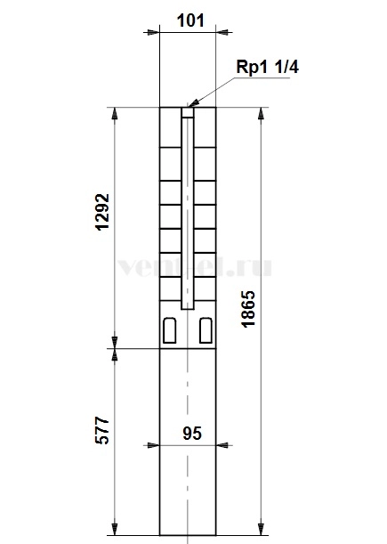 Габаритные размеры скважинного насоса Grundfos SP 3A-52 3x400В