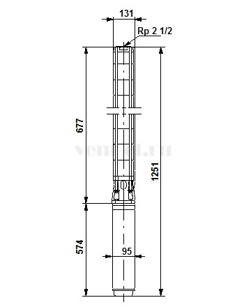Габаритные размеры скважинного насоса Grundfos SP 17-7
