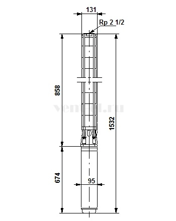 Габаритные размеры скважинного насоса Grundfos SP 17-10