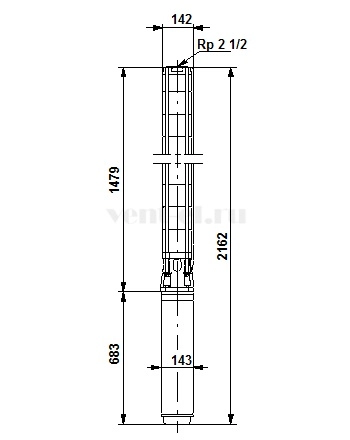 Габаритные размеры скважинного насоса Grundfos SP 17-20