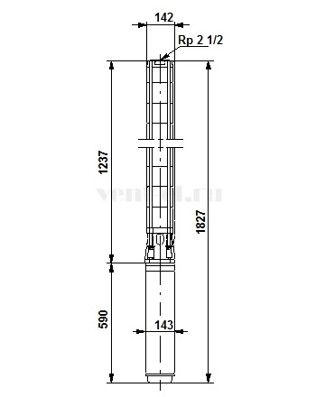 Габаритные размеры скважинного насоса Grundfos SP 17-16 SD