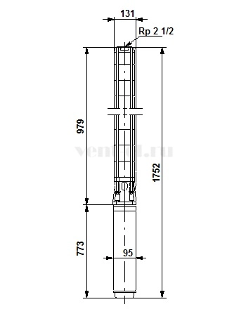 Габаритные размеры скважинного насоса Grundfos SP 17-12