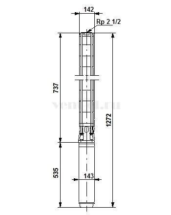 Габаритные размеры скважинного насоса Grundfos SP 17-8
