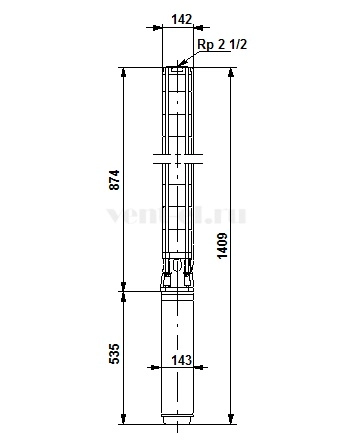 Габаритные размеры скважинного насоса Grundfos SP 17-10N