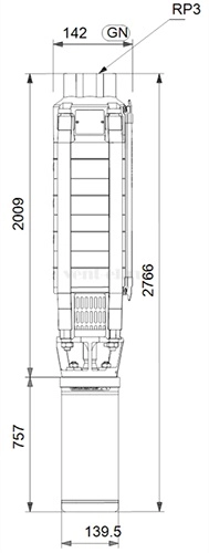 Габаритные размеры скважинного насоса Grundfos SP 30-18