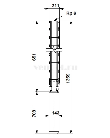 Габаритные размеры скважинного насоса Grundfos SP 160-1