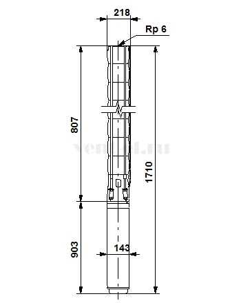 Габаритные размеры скважинного насоса Grundfos SP 160-2