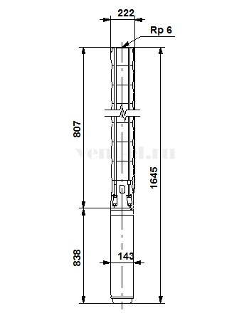 Габаритные размеры скважинного насоса Grundfos SP 160-2A SD