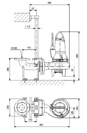 Габаритные размеры Grundfos SL1.50.65.11.EX.2.50B