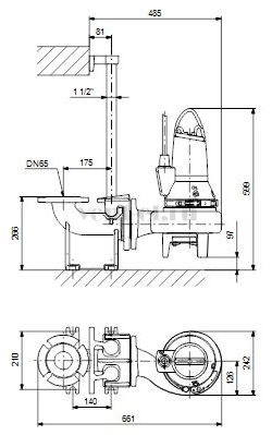 Габаритные размеры Grundfos SL1.50.65.09.2.1.502