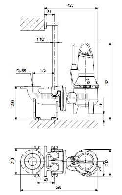 Габаритные размеры Grundfos SLV.65.65.09.2.50B