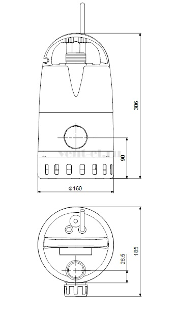 Габаритные размеры погружного насоса Grundfos UNILIFT CC 5 M1 Габаритные размеры погружного насоса Grundfos UNILIFT CC 5 M1