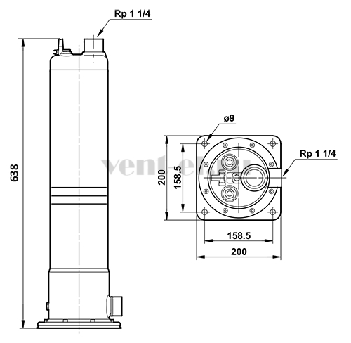Габаритные размеры Grundfos SPO 3-65 C