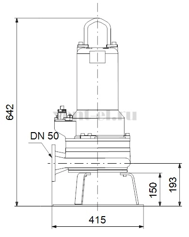 Габаритные размеры канализационного насоса Grundfos APG.50.65.3