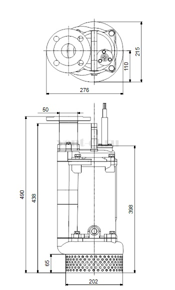 Габаритные размеры дренажного Grundfos DWK.O.6.50.075.5.0D