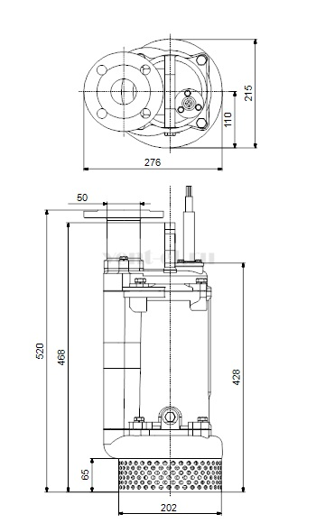 Габаритные размеры дренажного Grundfos DWK.O.6.50.15.5.0D Габаритные размеры дренажного Grundfos DWK.O.6.50.15.5.0D