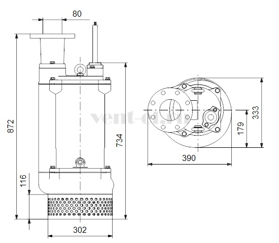Габаритные размеры дренажного Grundfos DWK.O.13.80.55.5.0D