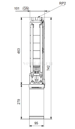 Габаритные размеры скважинного насоса Grundfos SP 11-3