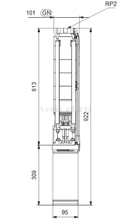 Габаритные размеры скважинного насоса Grundfos SP 11-5