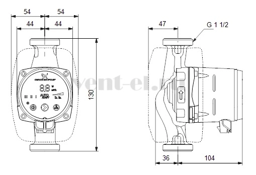 Габаритные размеры циркуляционного насоса Grundfos ALPHA2 25-60 130