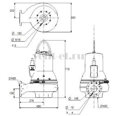 Габаритные размеры Grundfos SLV.65.65.40.2.51D.C