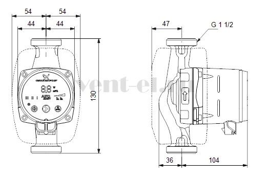 Габаритные размеры циркуляционного насоса Grundfos ALPHA2 25-80 130