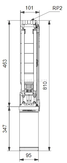 Габаритные размеры скважинного насоса Grundfos SP 11-3 1x230В