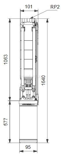 Габаритные размеры скважинного насоса Grundfos SP 11-11 1x230В