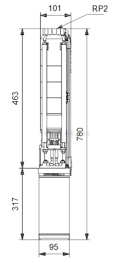 Габаритные размеры скважинного насоса Grundfos SP 11-3 3x400В