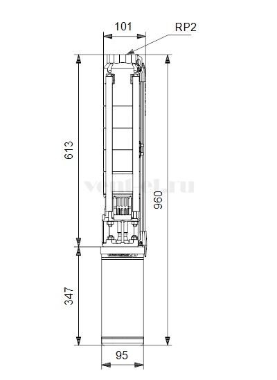 Габаритные размеры скважинного насоса Grundfos SP 11-5 3x400В