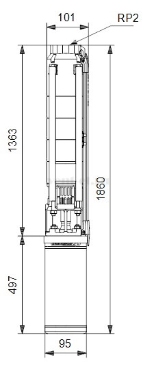 Габаритные размеры скважинного насоса Grundfos SP 11-15