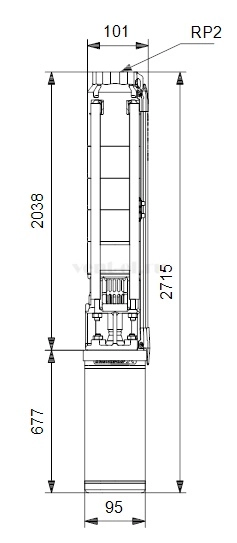 Габаритные размеры скважинного насоса Grundfos SP 11-24 3x400В