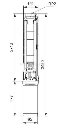 Габаритные размеры скважинного насоса Grundfos SP 11-33