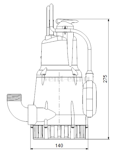 Габаритные размеры дренажного насоса Grundfos KPC 300 A