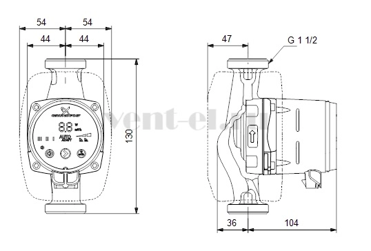 Габаритные размеры циркуляционного насоса Grundfos ALPHA3 25-60 130