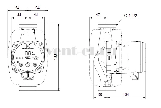 Габаритные размеры циркуляционного насоса Grundfos ALPHA3 25-80 130