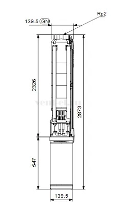 Габаритные размеры скважинного насоса Grundfos SP 11-27N
