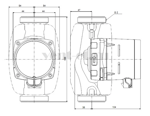 Габаритные размеры циркуляционного насоса Grundfos ALPHA3 32-60 NEW