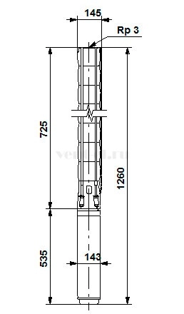 Габаритные размеры скважинного насоса Grundfos SP 46-4CN