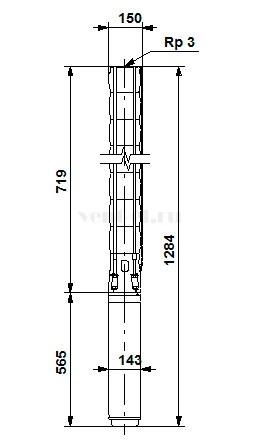 Габаритные размеры скважинного насоса Grundfos SP 46-4N SD